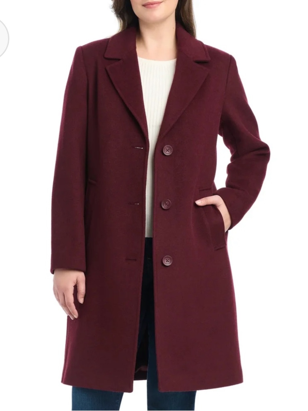Vince Camuto Wool Blend Coat Burgundy Size wMedium